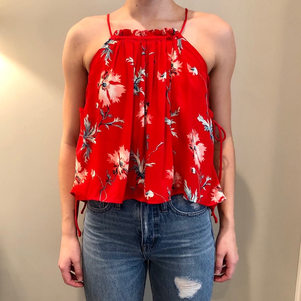 Red floral top